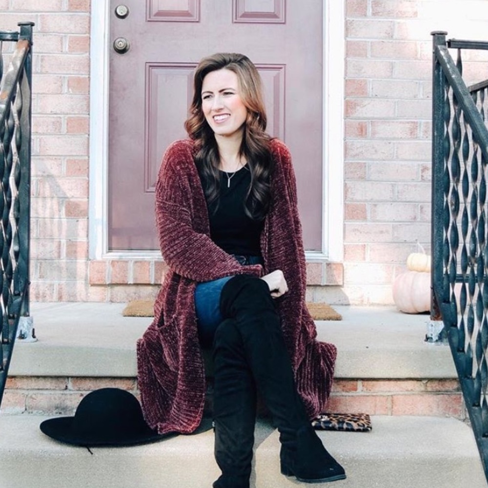 Burgundy Chenille Cardigan